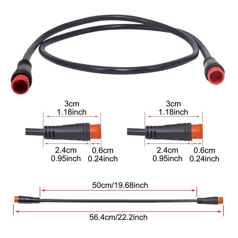Onature Male to Male Ebike Extension Cable for Electric Bike Display and Gear Shif Sensor, Julet 2Pin / 3Pin / 5Pin Waterproof Connector to Expand Ebike Light and Twist Throttle - Image 2
